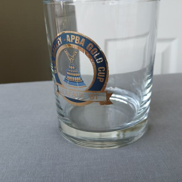 Vintage '81 Seattle Seafair Hydroplane Sea Galley APBA Gold Cup Glass Tumbler 4" - Picture 2 of 8
